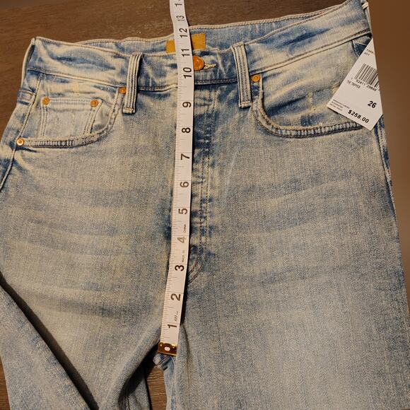 MOTHER The Tripper Jeans Cut Flowers Blue Distressed Denim Size 26 - Picture 6 of 16